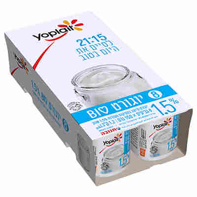 יוגורט יופלה לבן מעודן1.5% 8*150ג ועדה