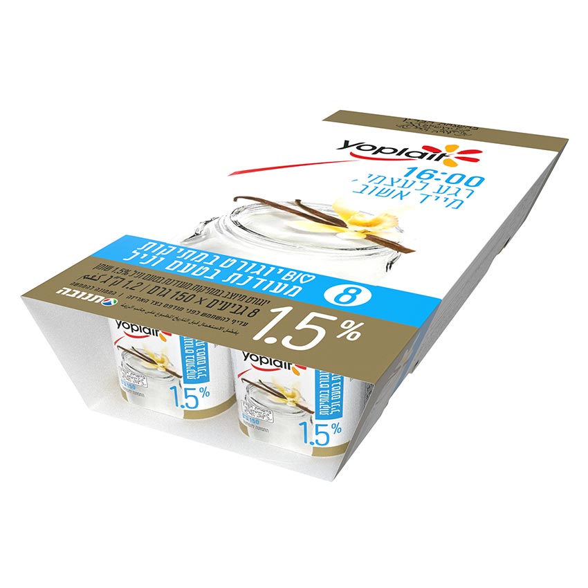 יוגורט לבן מעודן וניל% 1.5שומן מארז עדח