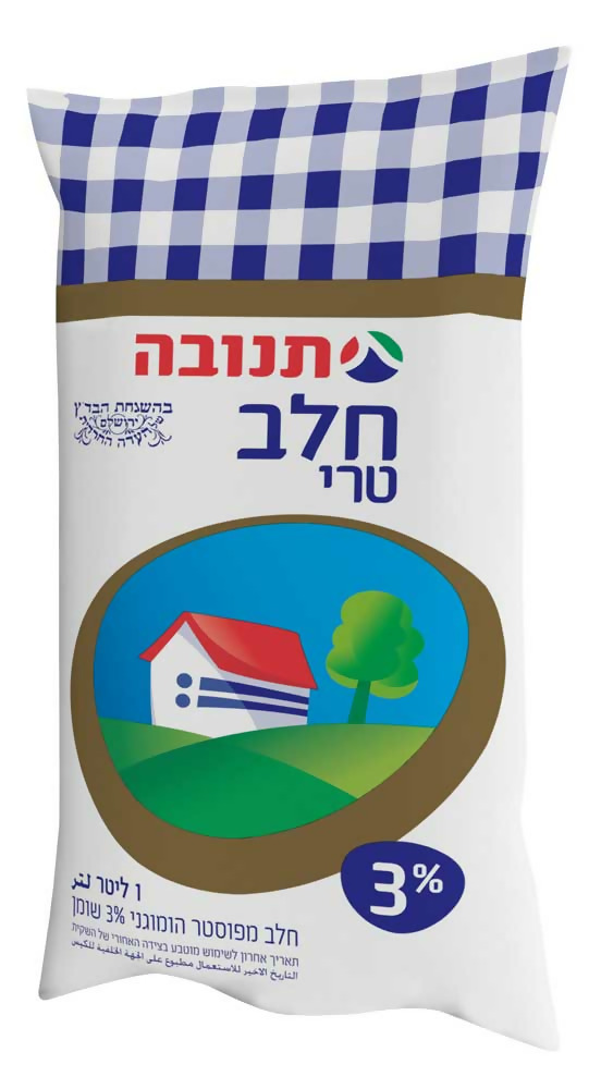 חלב תנובה 3% שומן 1 ל' שקית עדח