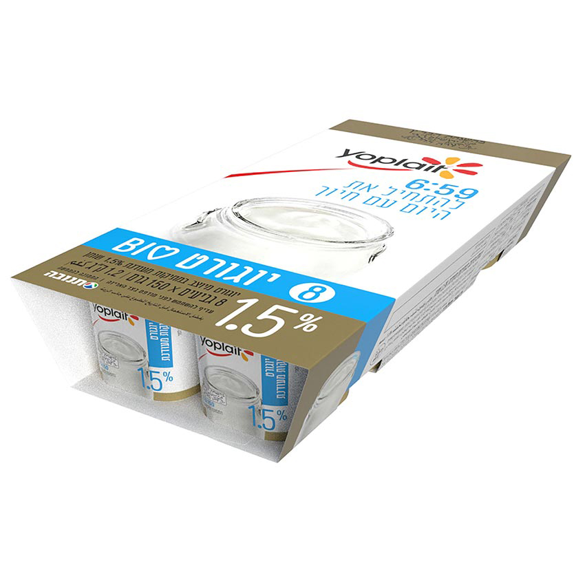 יוגורט יופלה לבן מעודן 1.5% מארז עדח