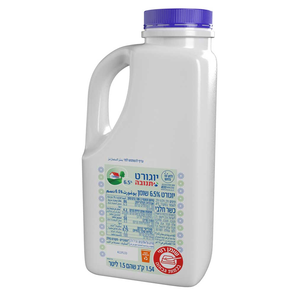 יוגורט תנובה כד 6.5% שומן 1.5 ליטר רבנות