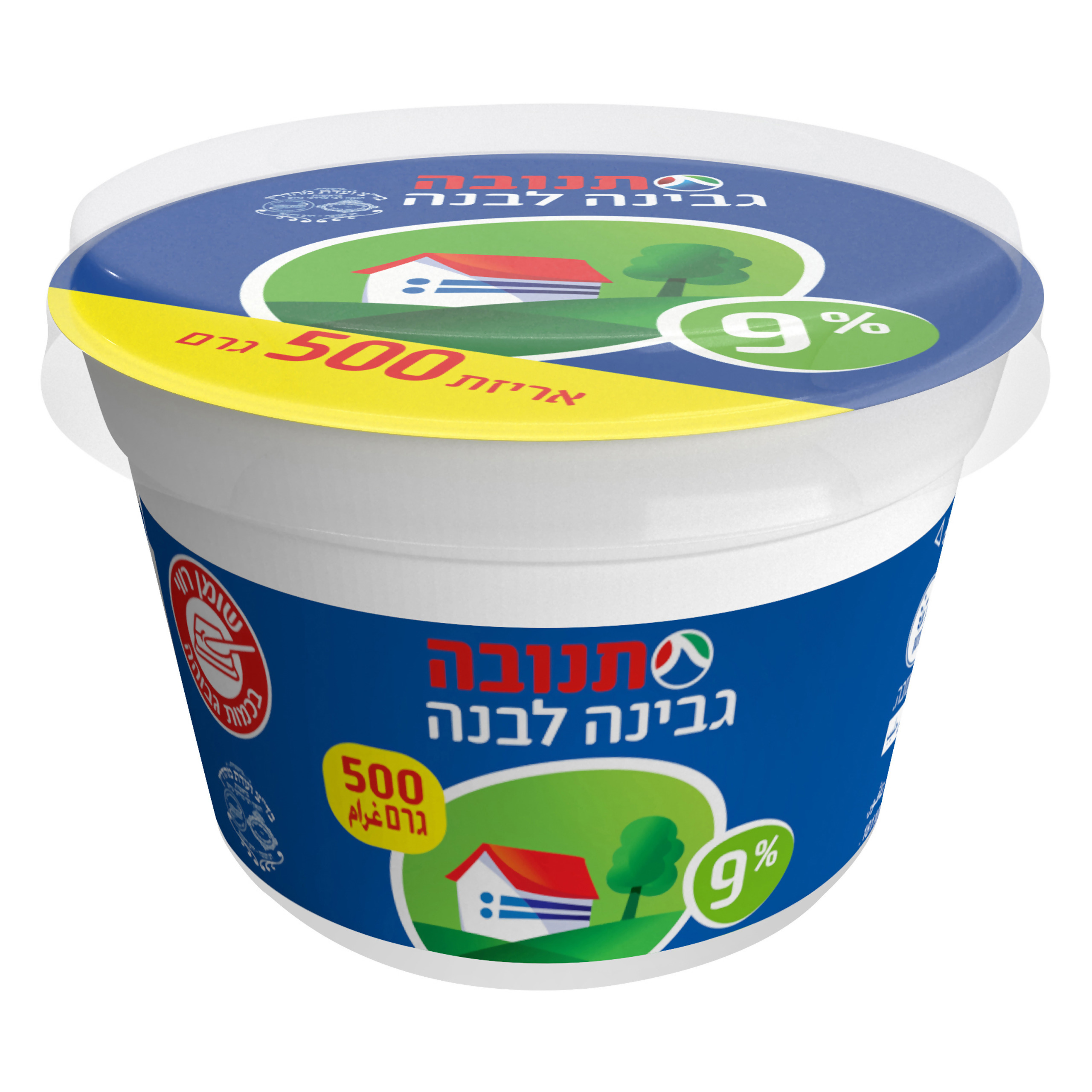 גבינה לבנה תנובה 9% שומן 500 גרם