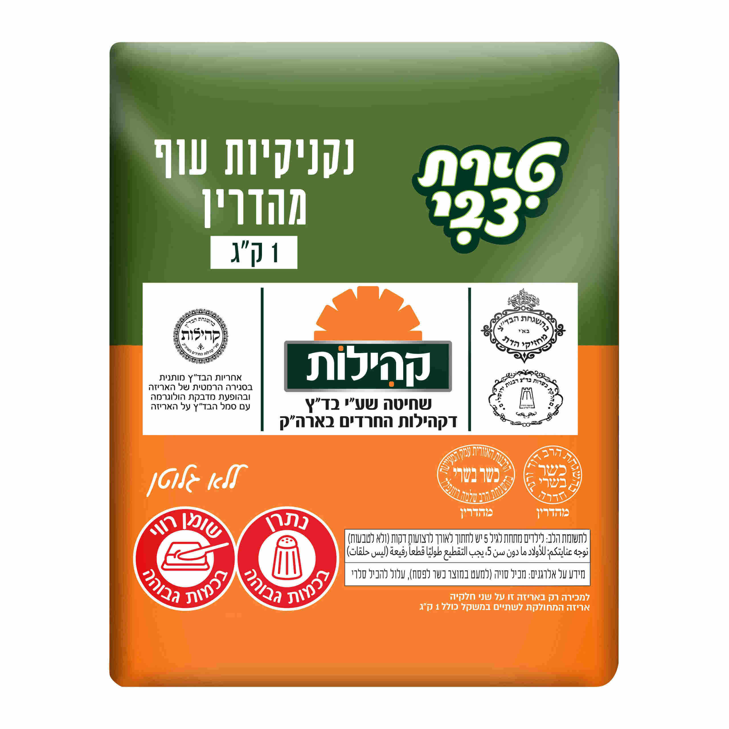 נקניקיות עוף טירת צבי 1 קג קהילות