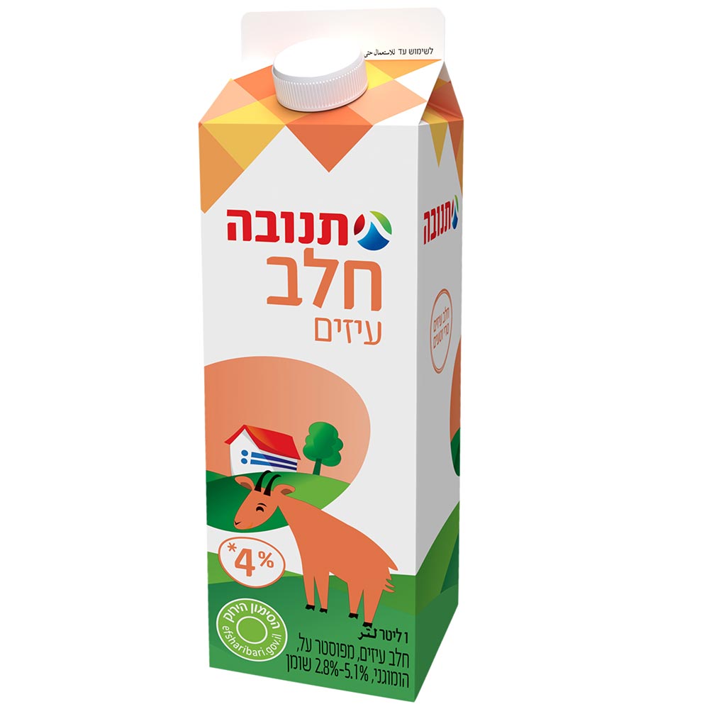 חלב עיזים תנובה 4% שומן 1 ל' קרטון ועדה