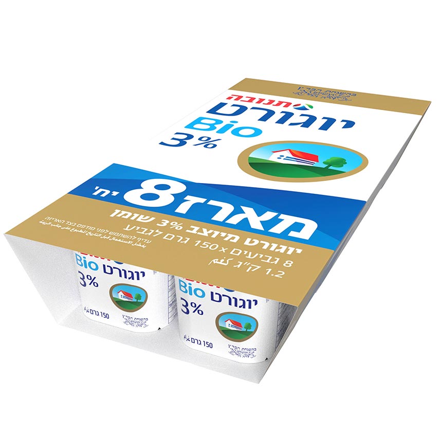 יוגורט תנובה ביו טבעי 3% 8*150 מארז עדח