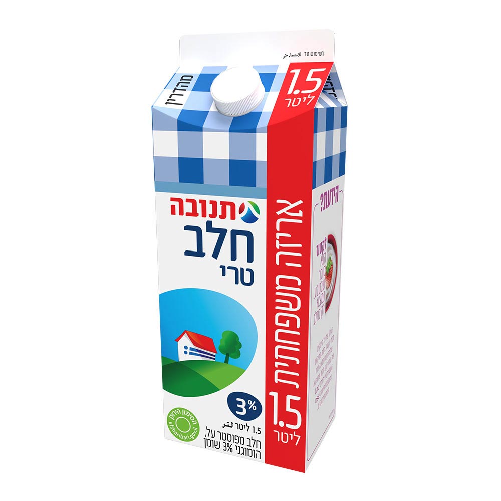 חלב תנובה 3% שומן 1.5 ל' קרטון ועדה