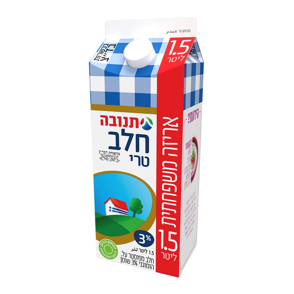 חלב תנובה 3% שומן 1.5 ל' קרטון עדח