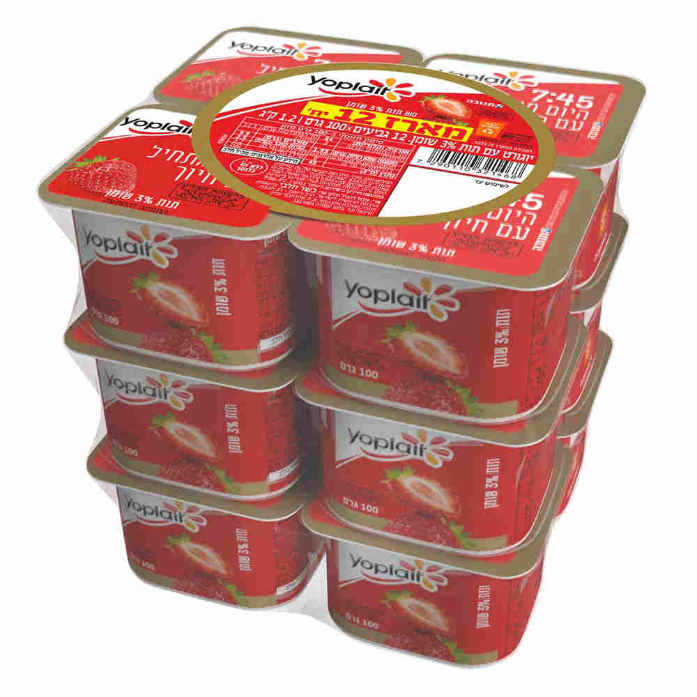 יוגורט יופלה תות 3% מארז 1.2 קג עדח