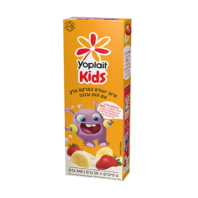 יוגורט יופלה קידס טיוב תות בננה 4% 348 ג