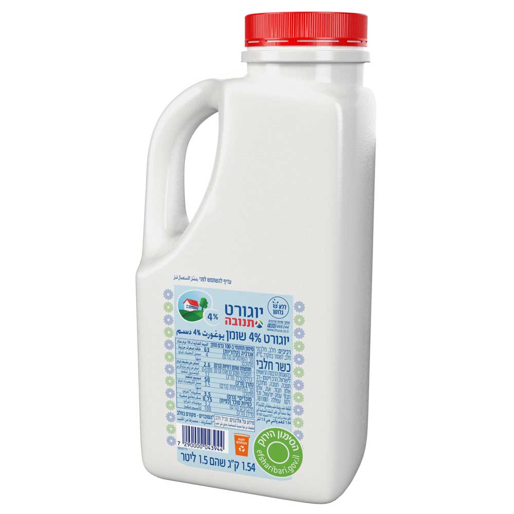 יוגורט תנובה כד 4% שומן 1.5 ליטר רבנות