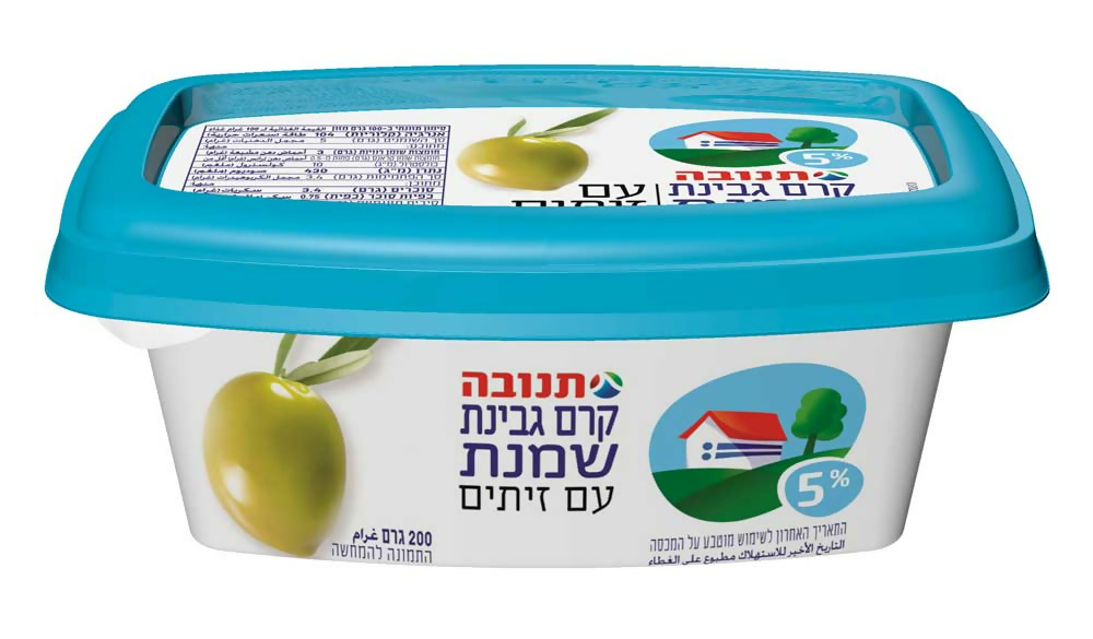 קרם גבינת שמנת עם זיתים 5% 200 גרם